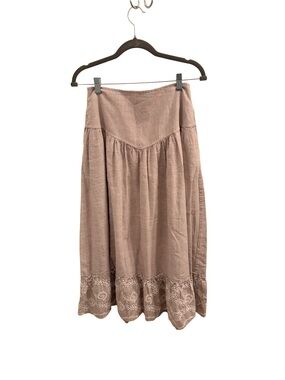 Laffaire Los Angeles Cottagecore Lace-Hem Maxi Skirt